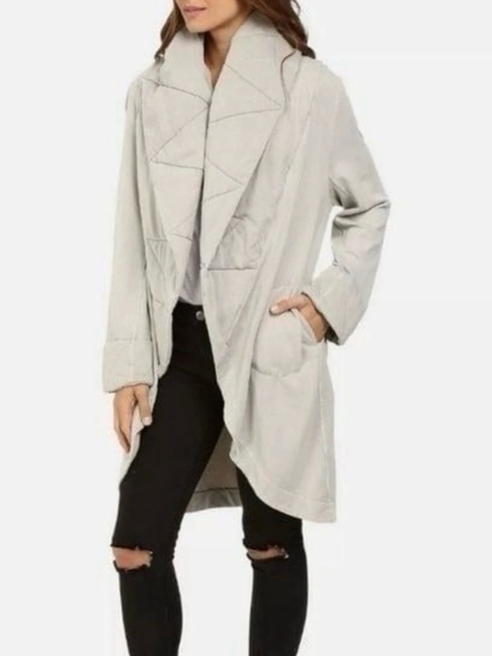 Young Fabulous & Broke light Gray Quilted Sandrine Coat. Size SM